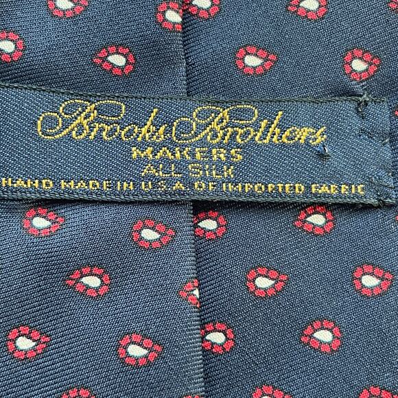 Brooks Brothers Makers Blue Red Dotted Classic Career Modern Silk Mens Tie - Picture 4 of 6